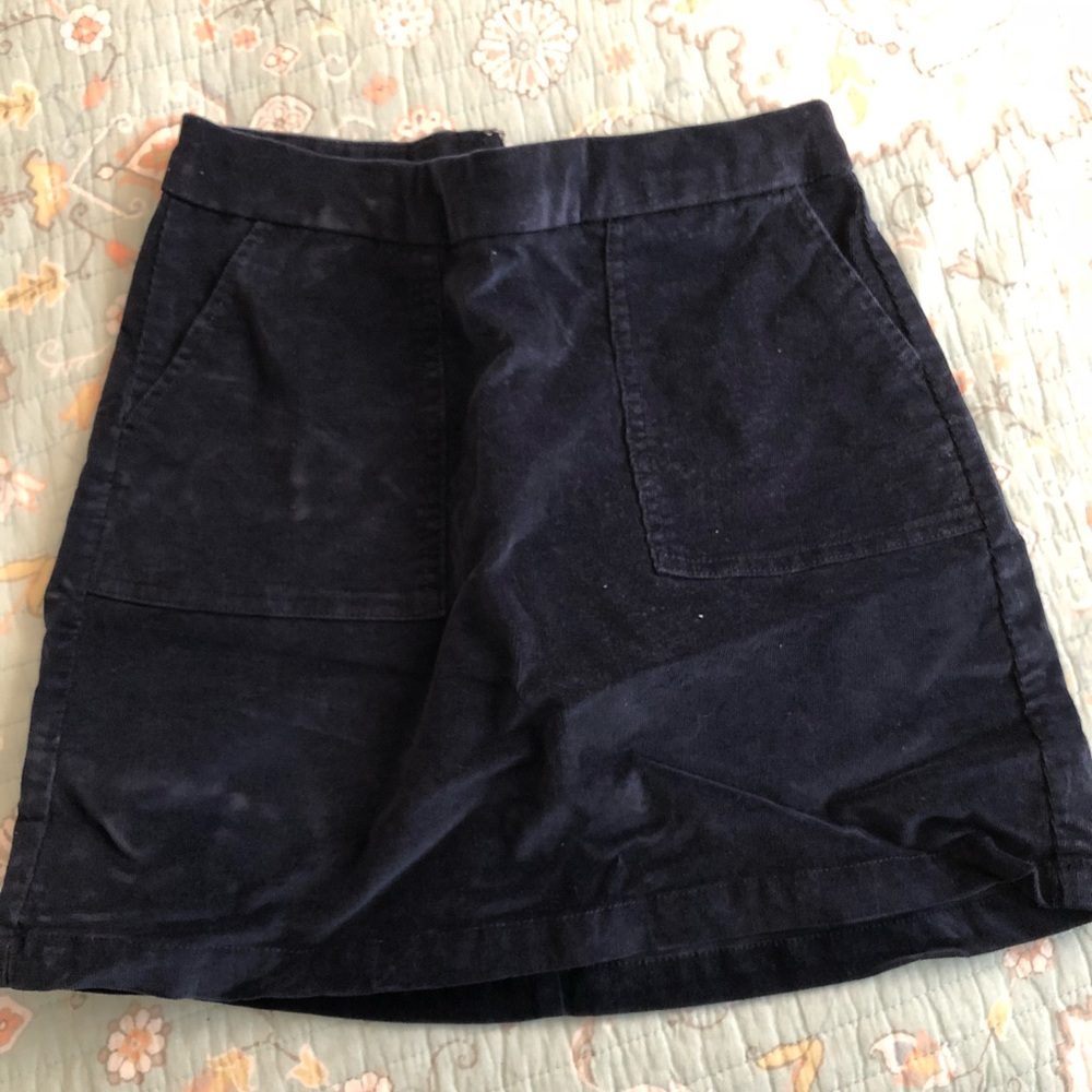 Navy blue corduroy  skirt FREE SHIPPING